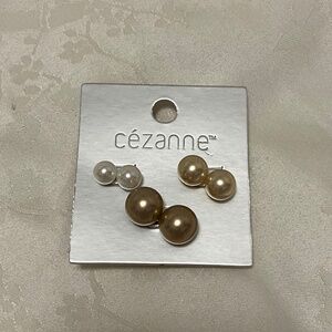 NWT Cézanne 3 Pairs Of Faux Pearl Pierced Earrings